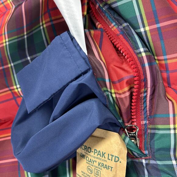 Hill House The Violet Ruffle Sleeve Puffer Jacket Womens L Tartan Plaid NWT Holi - Picture 15 of 16